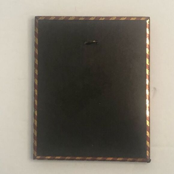 vintage reverse glass silhouette painting convex  bubble frame 4x5 playful dog - Picture 6 of 7